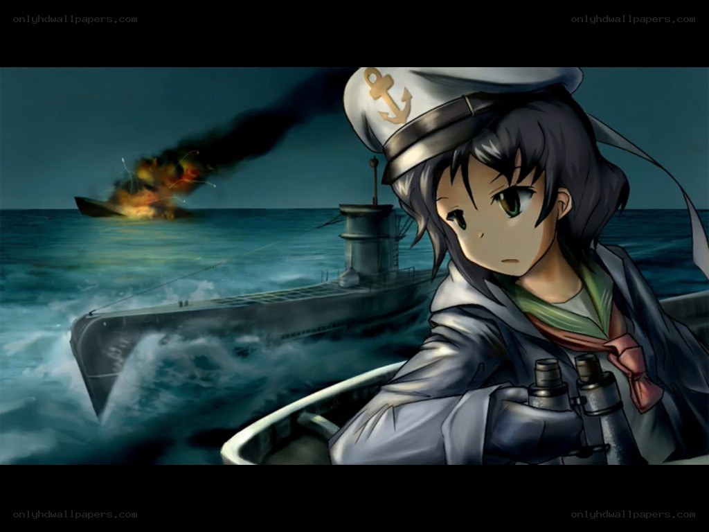 anime sailor on submarine deck