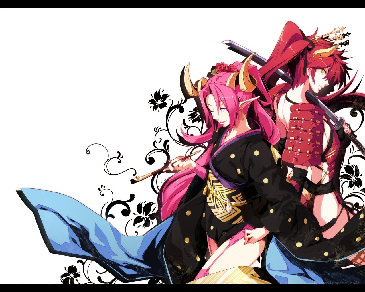 anime samurai duo illustration