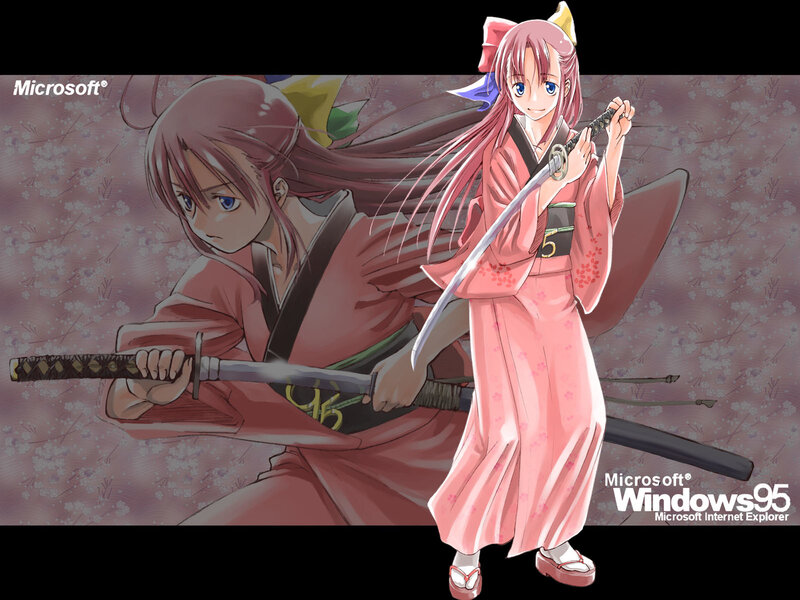 Anime samurai girl with sword