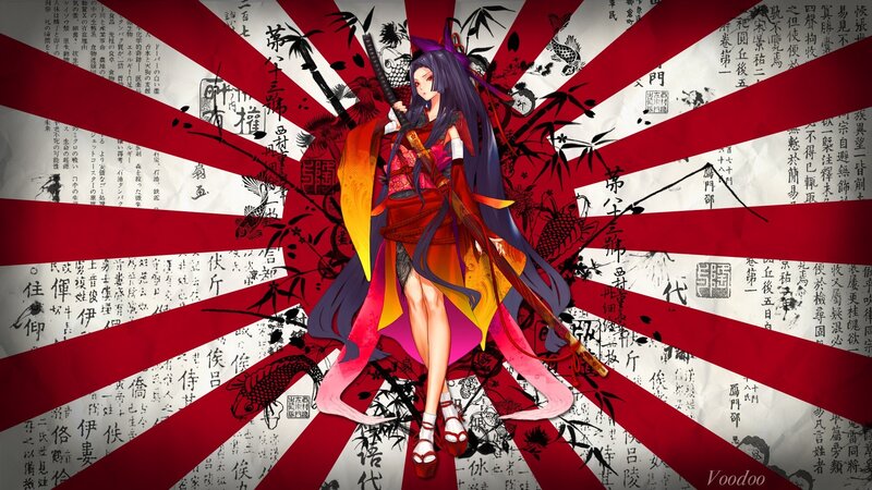 Anime samurai woman with sword