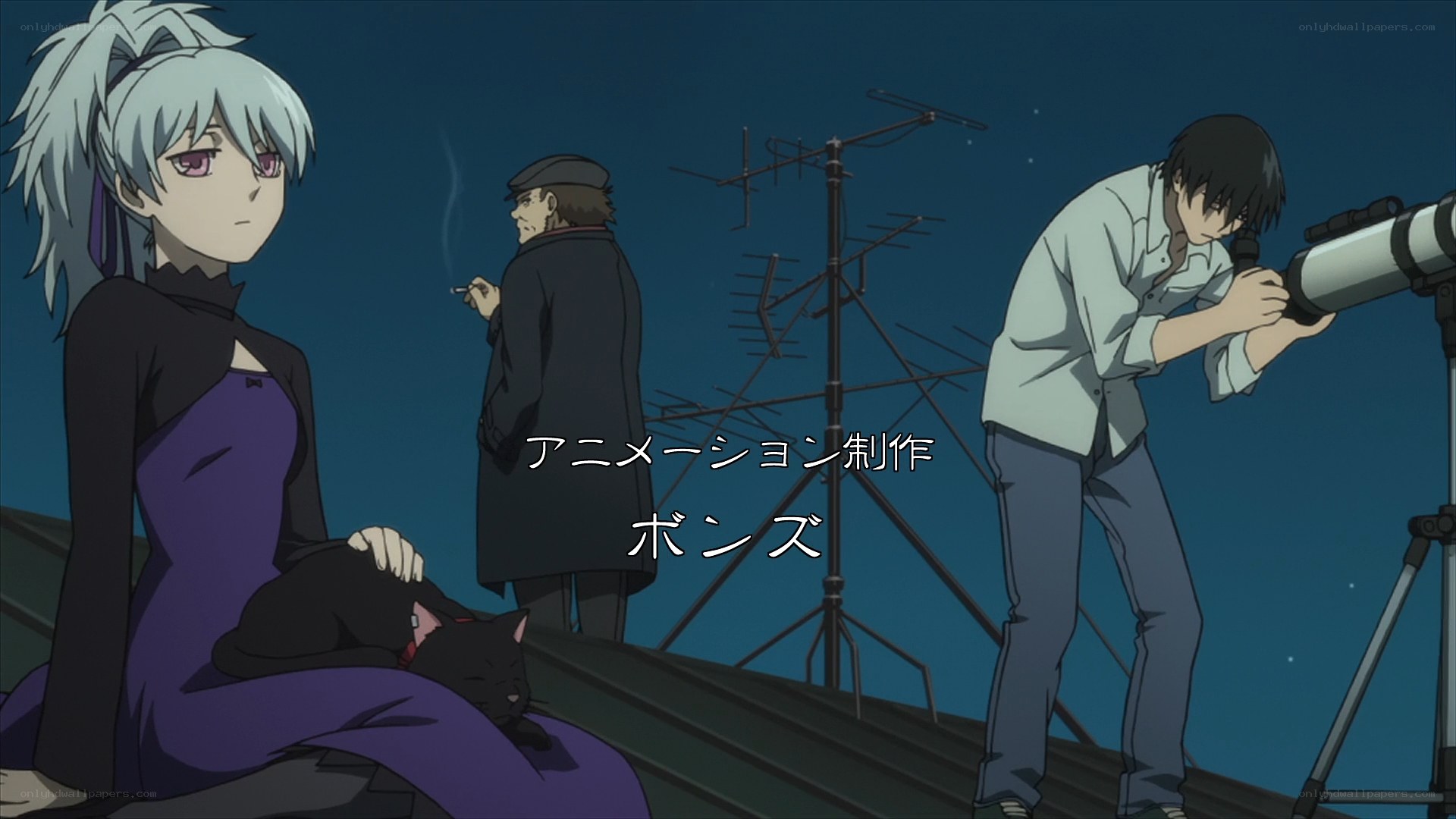 anime scene with characters on rooftop