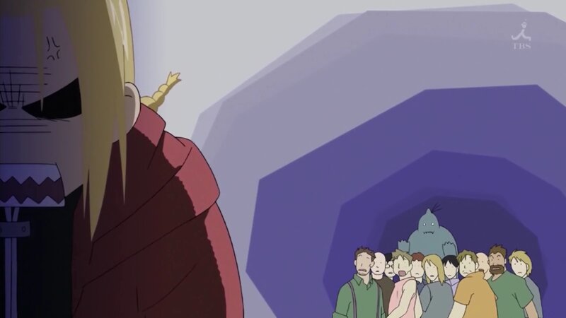 anime scene with crowd