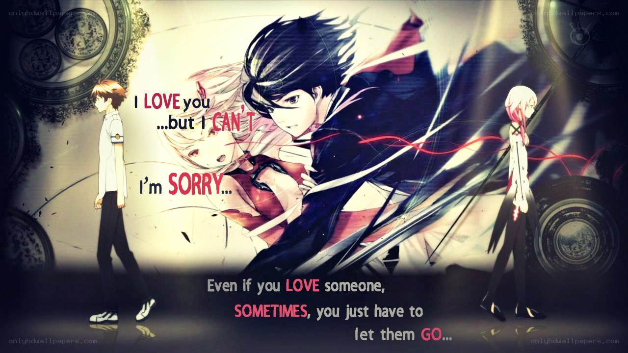 Anime scene with emotional text