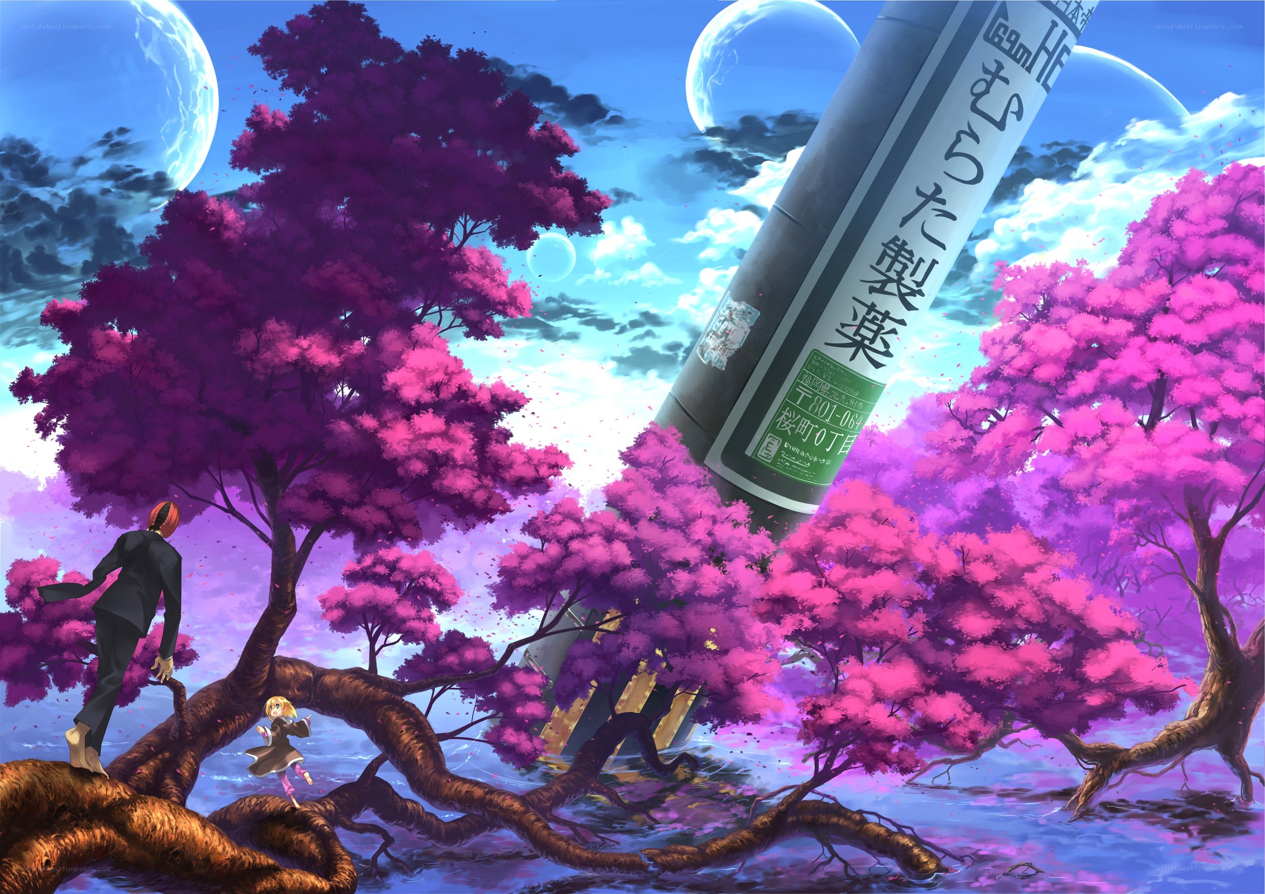 Anime scene with giant pill