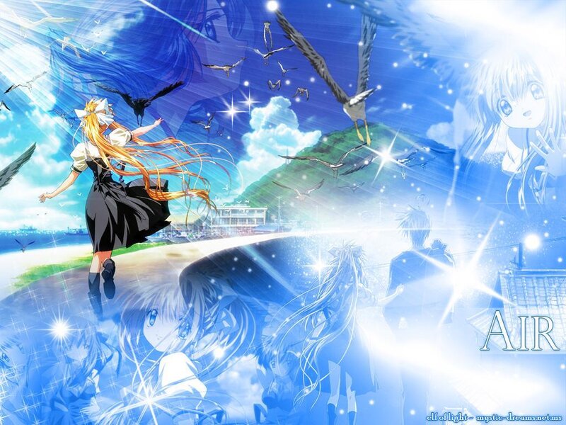 Anime scene with girl and birds