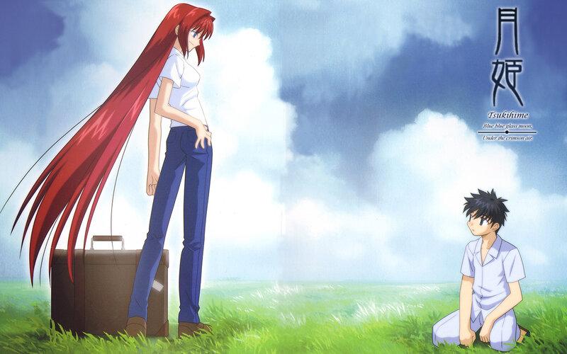 Anime scene with red-haired girl