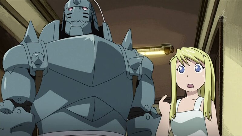 anime scene with robot and girl