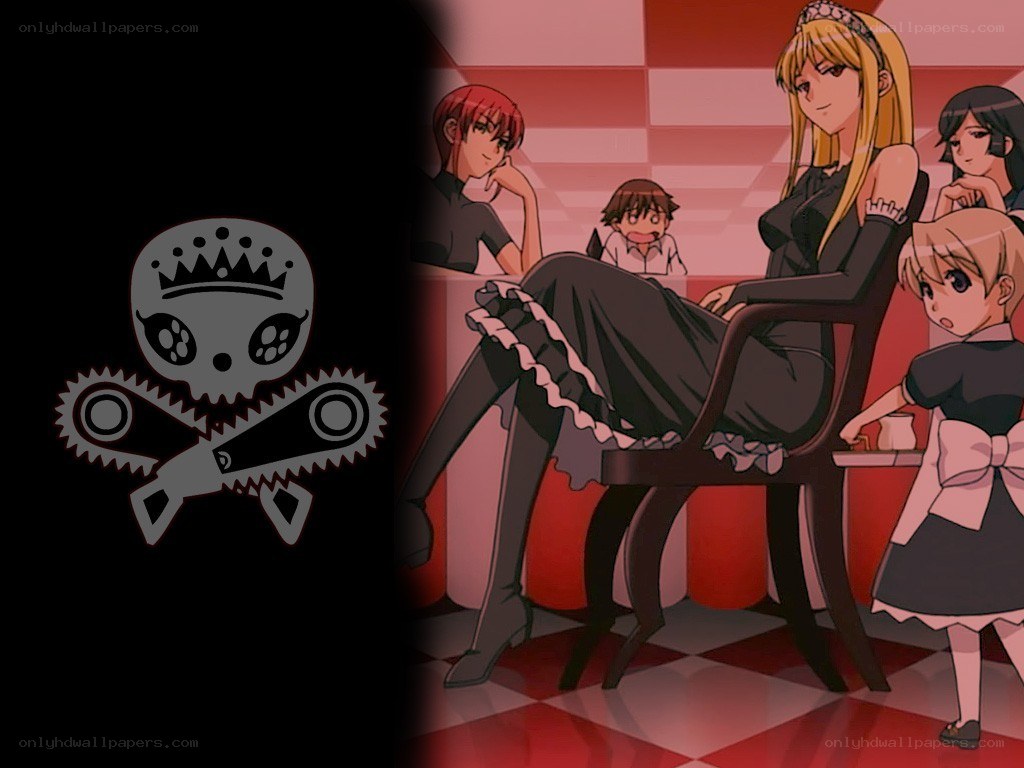 anime scene with skull logo