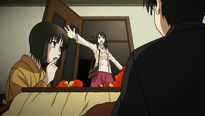 Anime scene with surprised characters