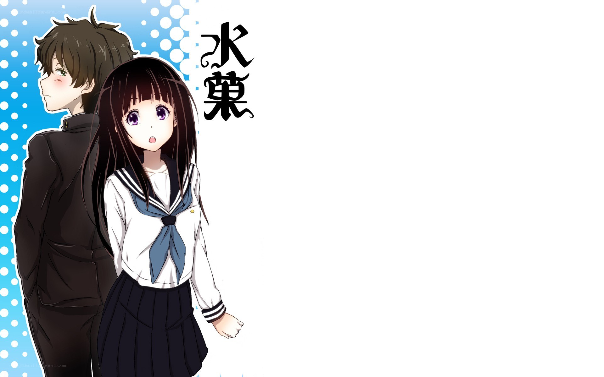Anime school couple illustration