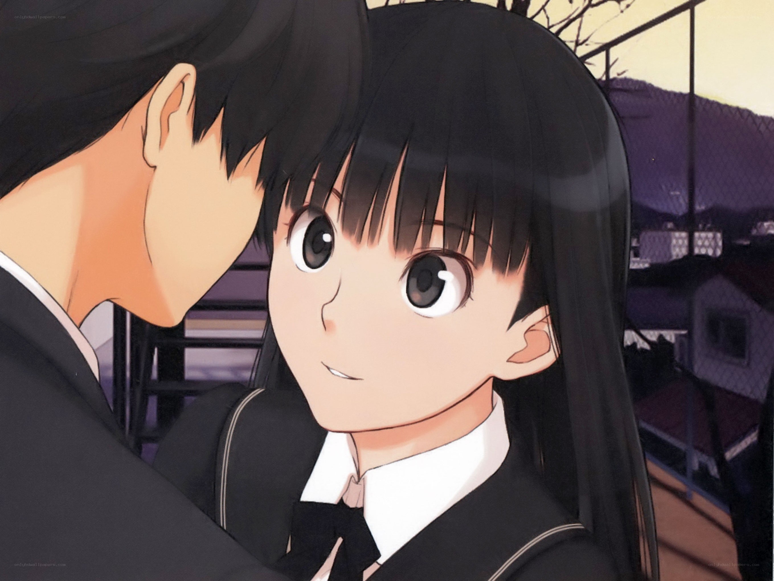 anime school couple moment