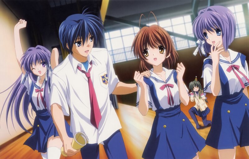 Anime school friends dancing