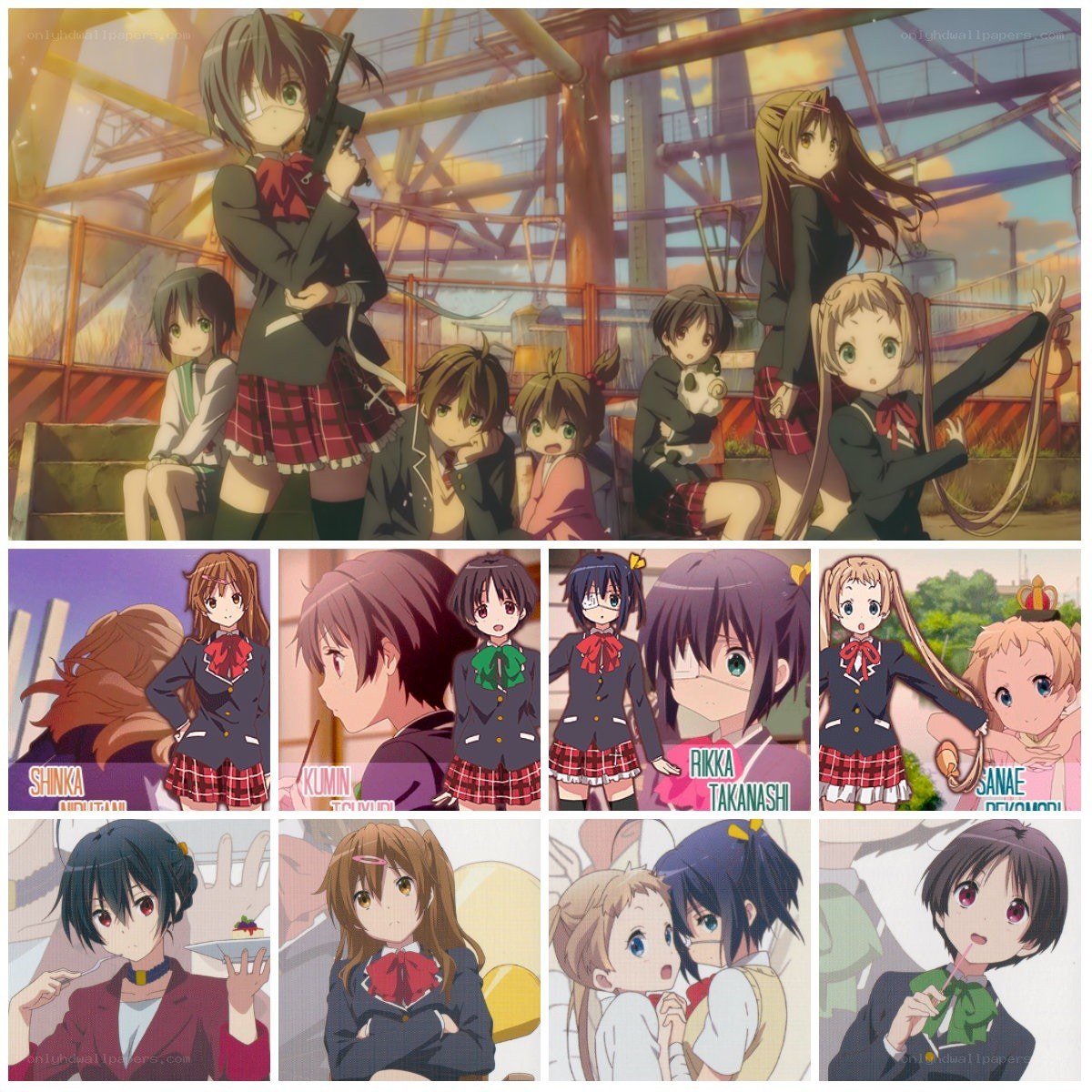 Anime school girls collage