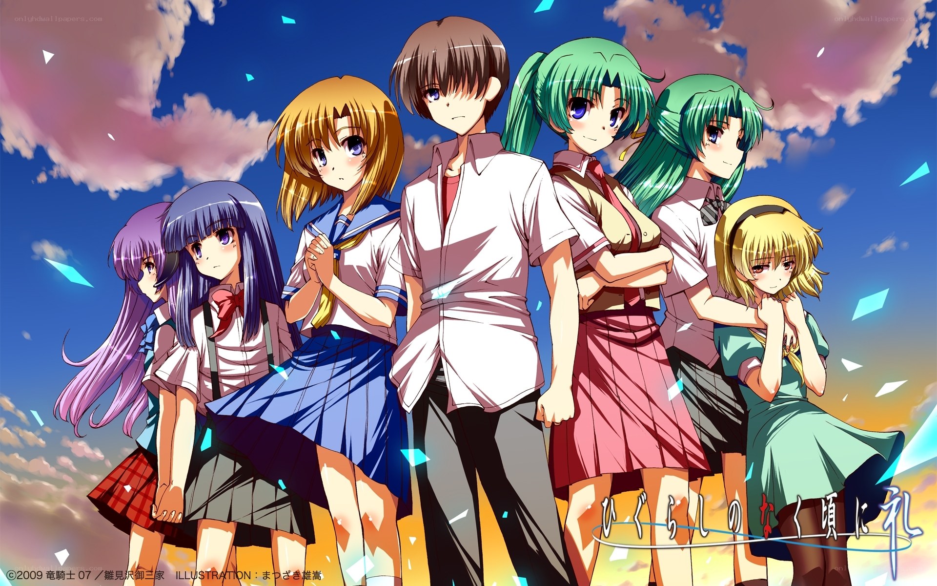 anime school group portrait