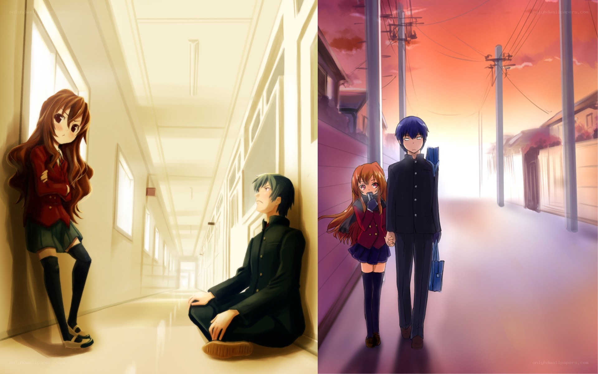 Anime school hallway scenes
