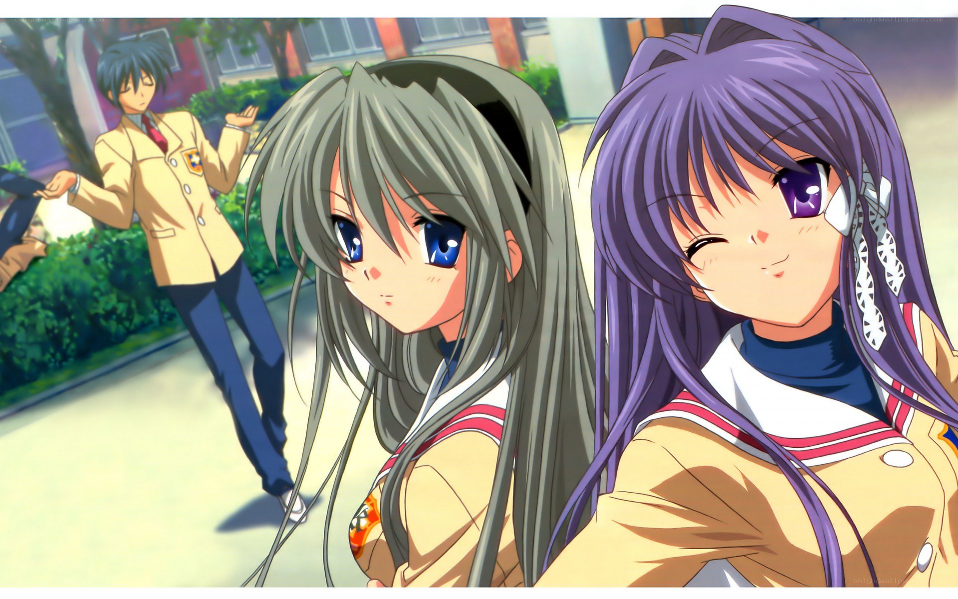 anime school scene with girls