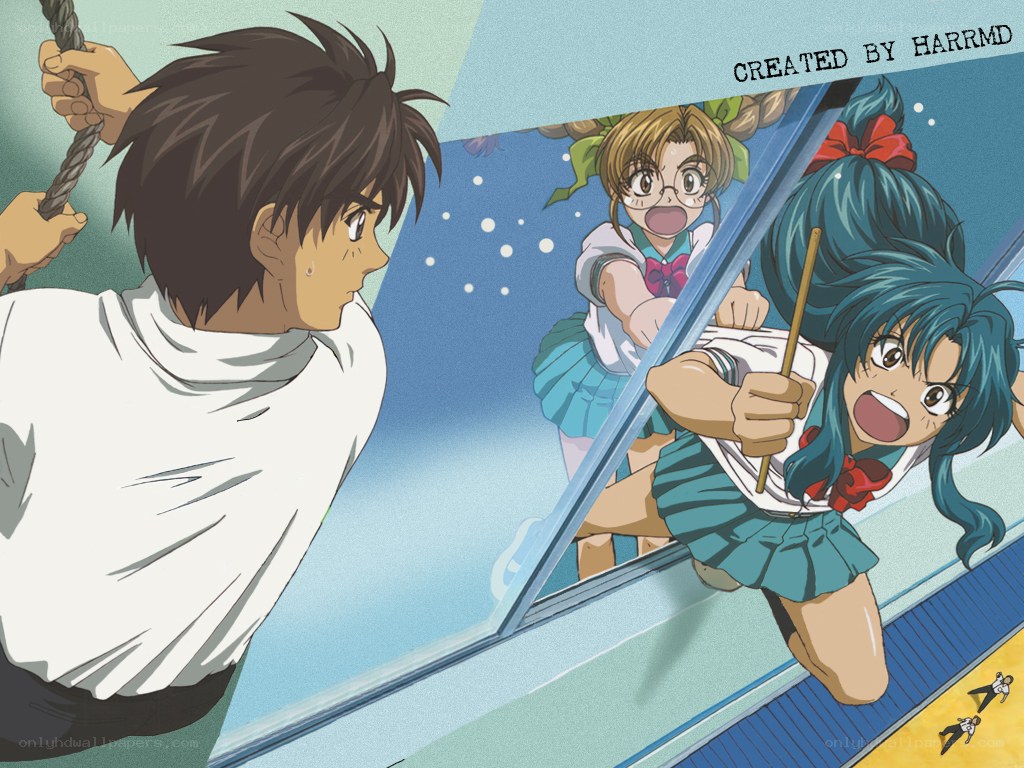 anime school scene with students