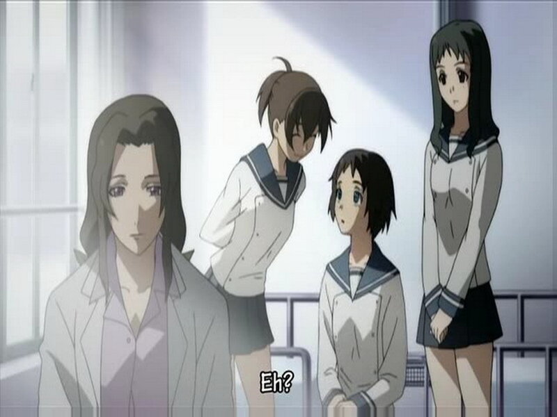 anime school scene with students