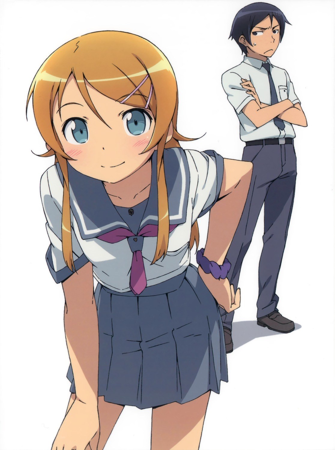 Anime schoolgirl and boy