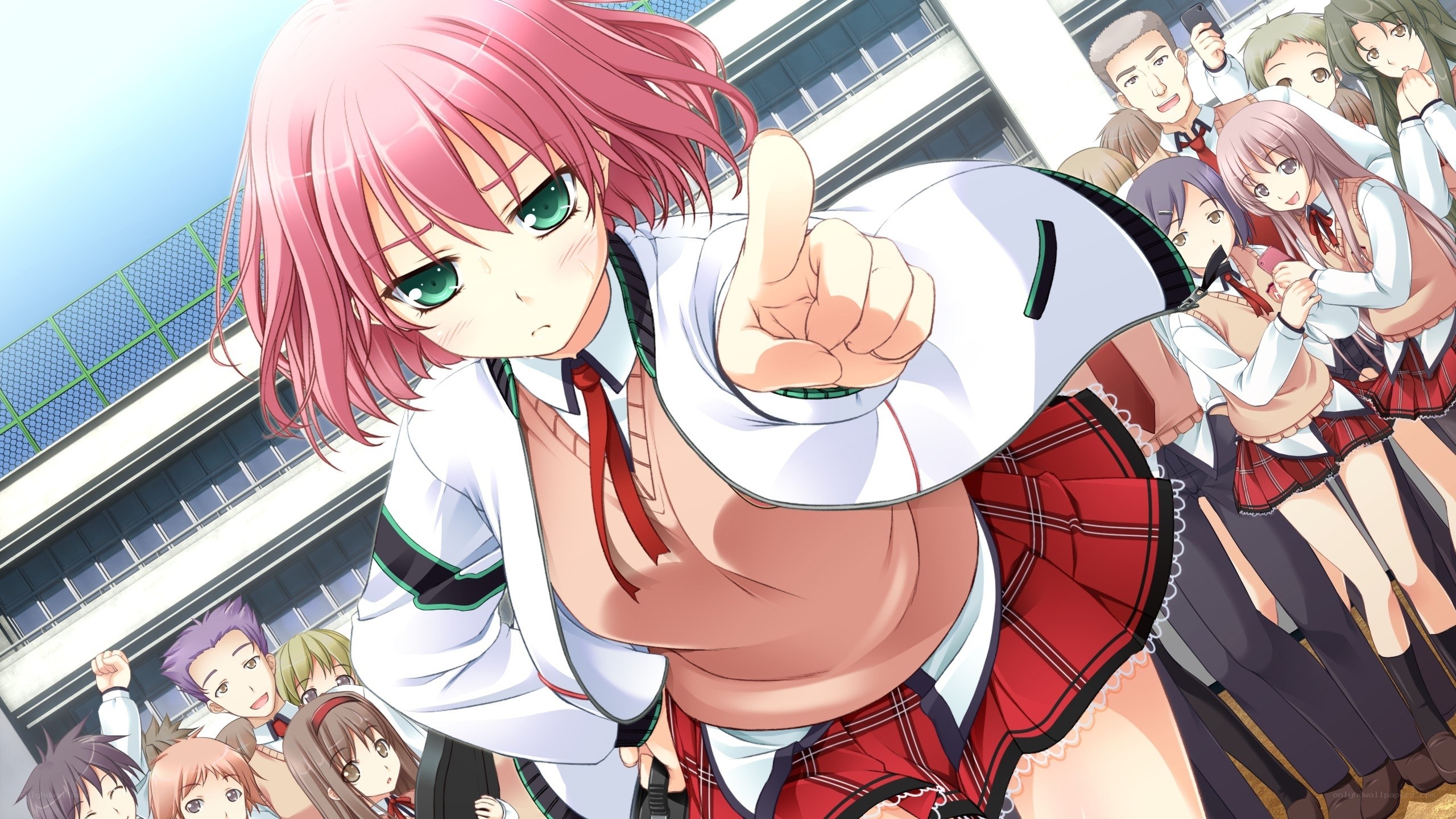 anime schoolgirl pointing