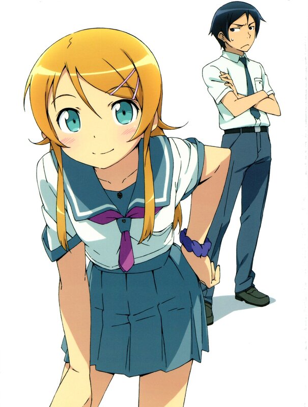 Anime schoolgirls and boy