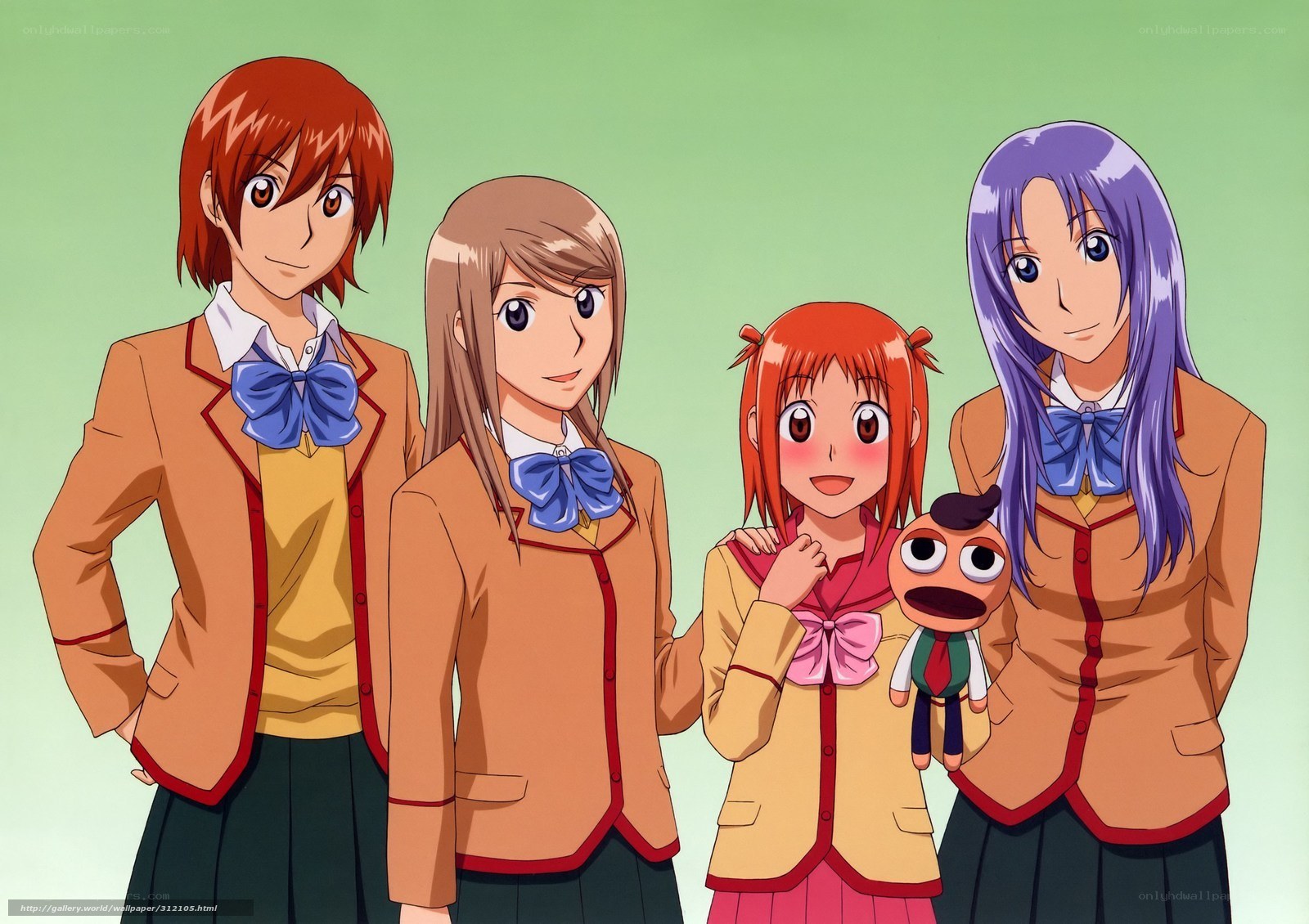 anime schoolgirls group portrait