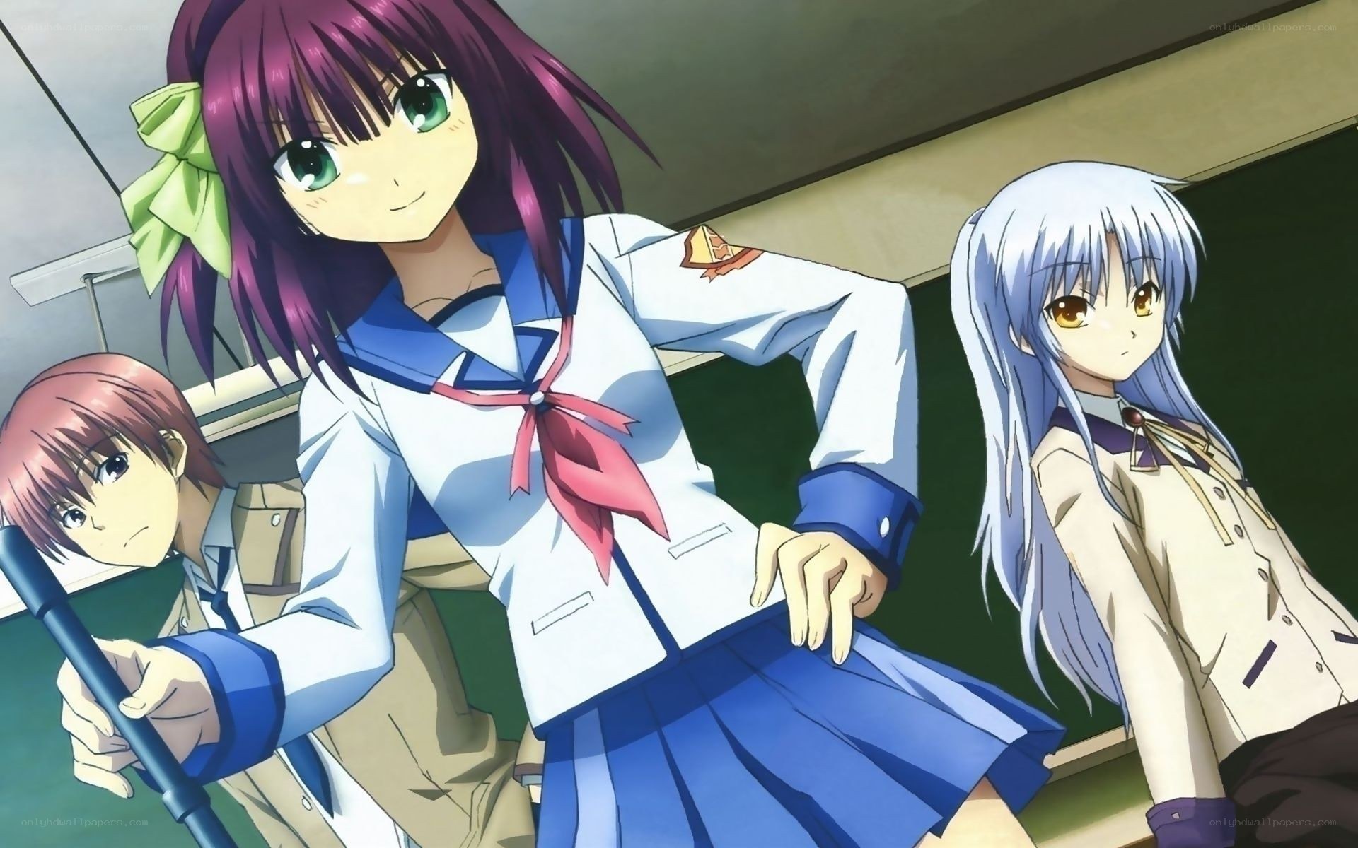 anime schoolgirls in classroom