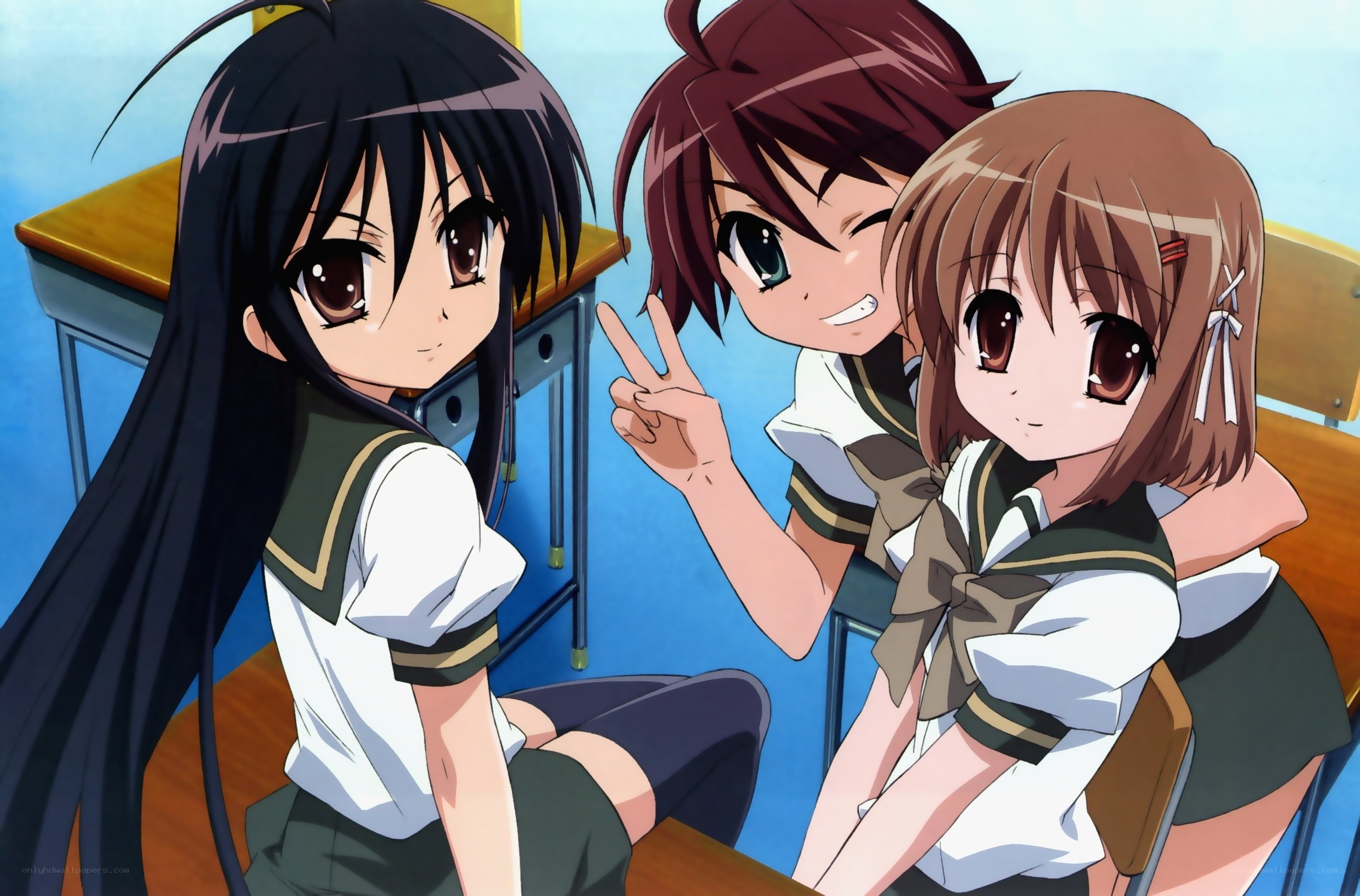 anime schoolgirls in classroom