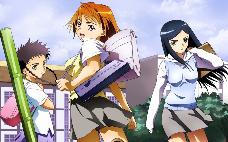 anime schoolgirls walking