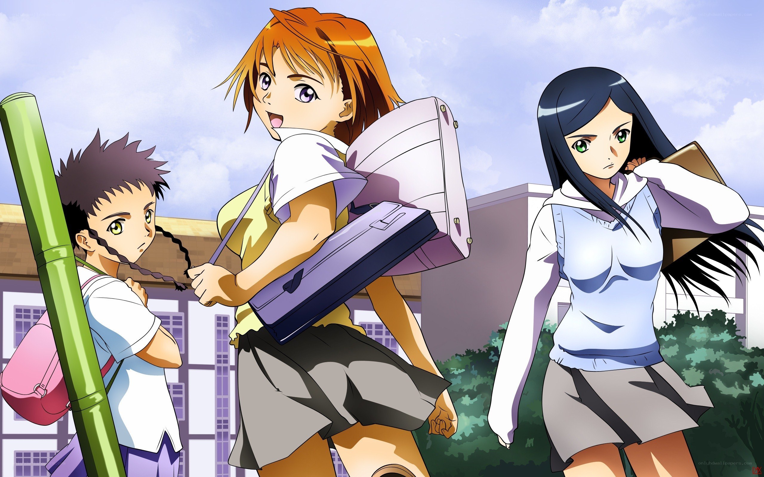 anime schoolgirls walking