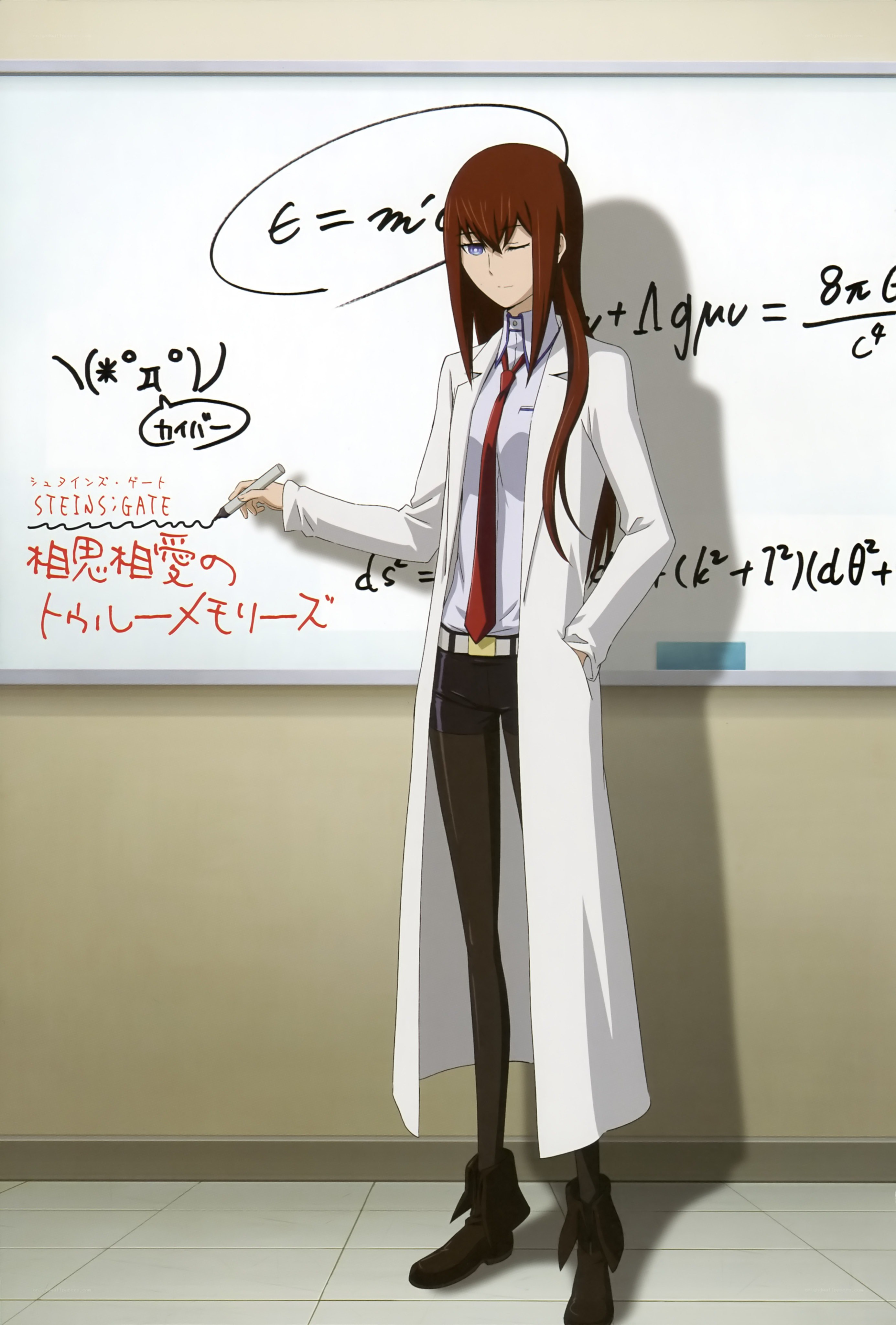 Anime scientist at whiteboard