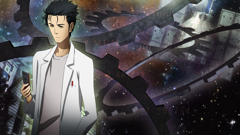 anime scientist with phone