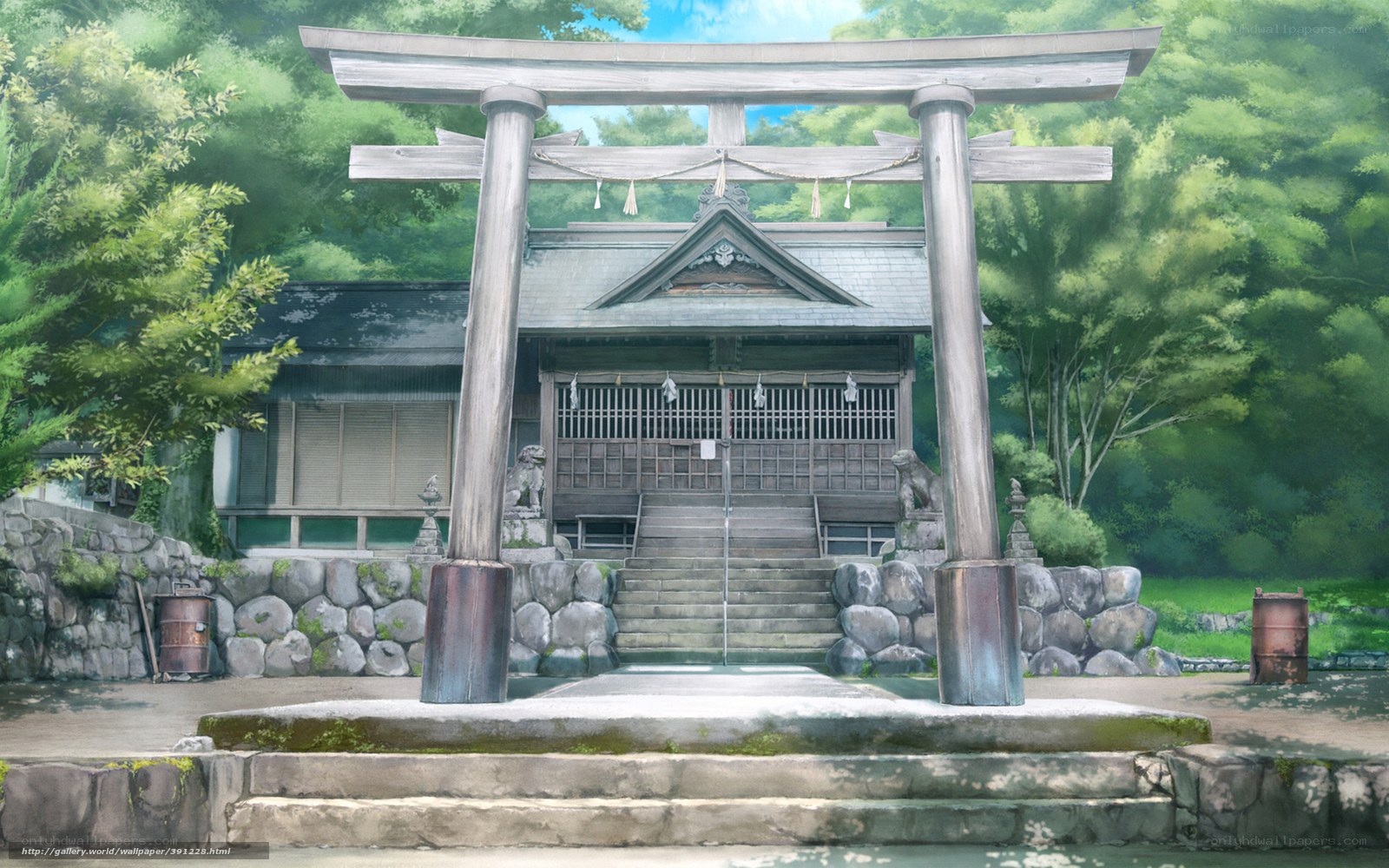 Anime shrine in forest