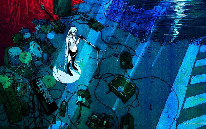 Anime Singer on Stage — Blue, Dramatic