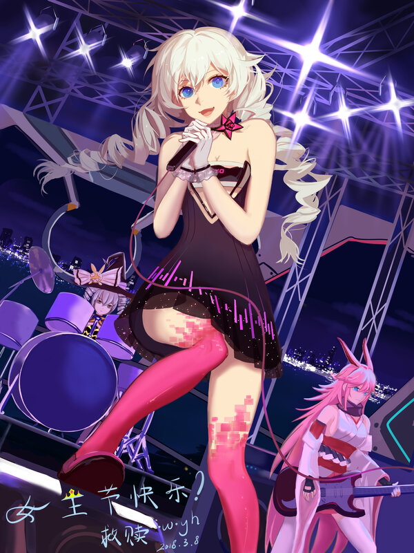 Anime Singer on Stage — Purple, Dramatic, Night, Digital Art