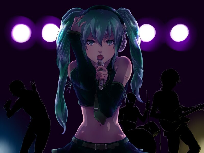 Anime Singer on Stage — Purple, Dramatic