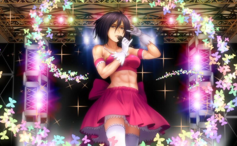 anime singer on stage with butterflies