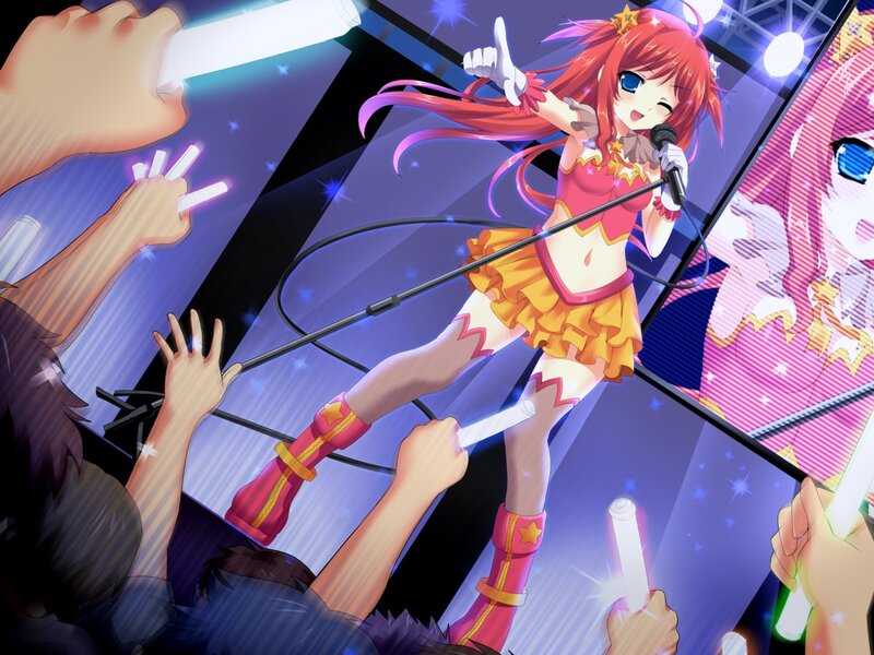 Anime singer performing on stage