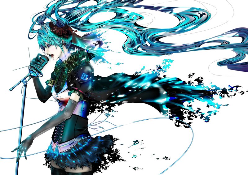 anime singer with blue hair