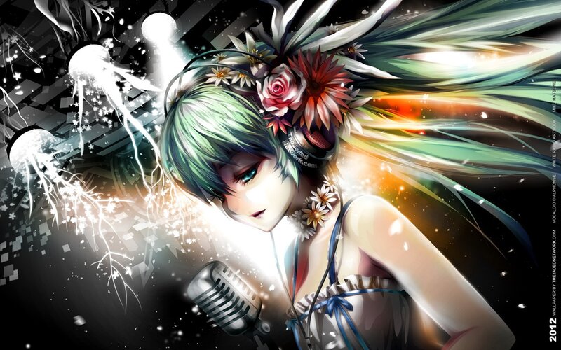 anime singer with flowers