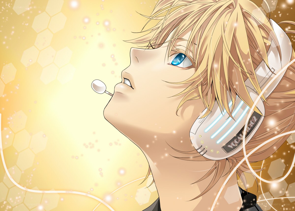 anime singer with headphones
