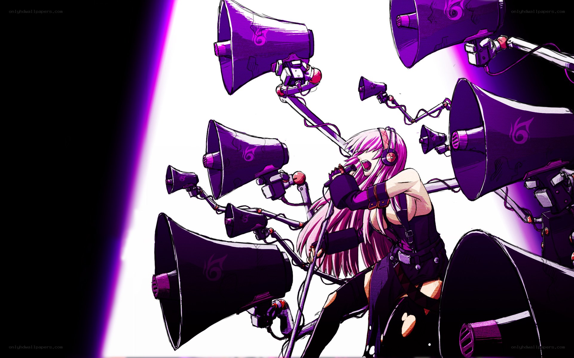 anime singer with megaphones