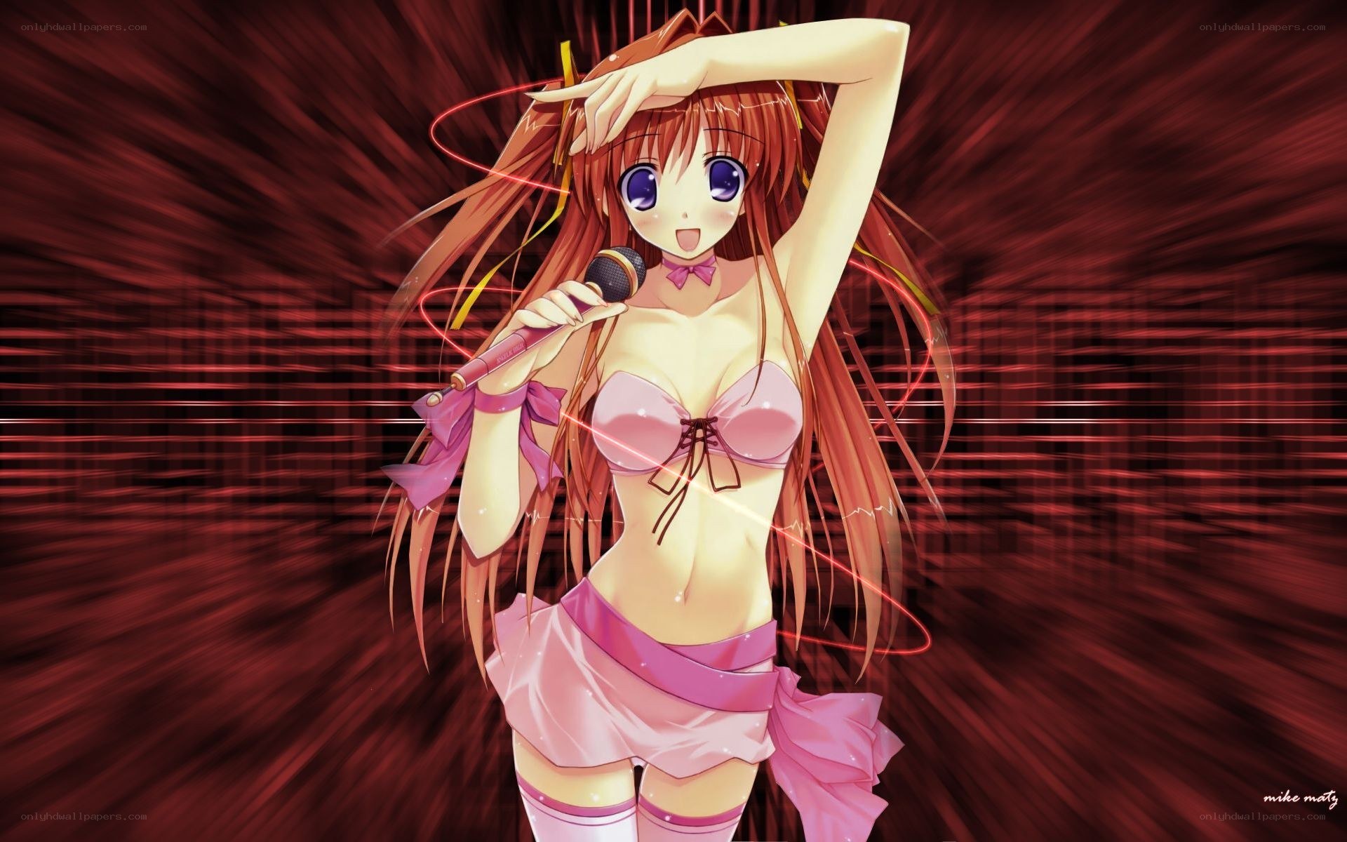 anime singer with microphone