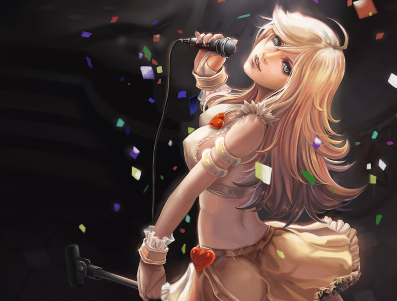 anime singer with microphone