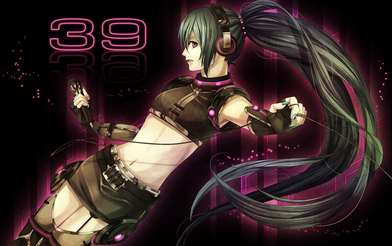 Anime singer with microphone