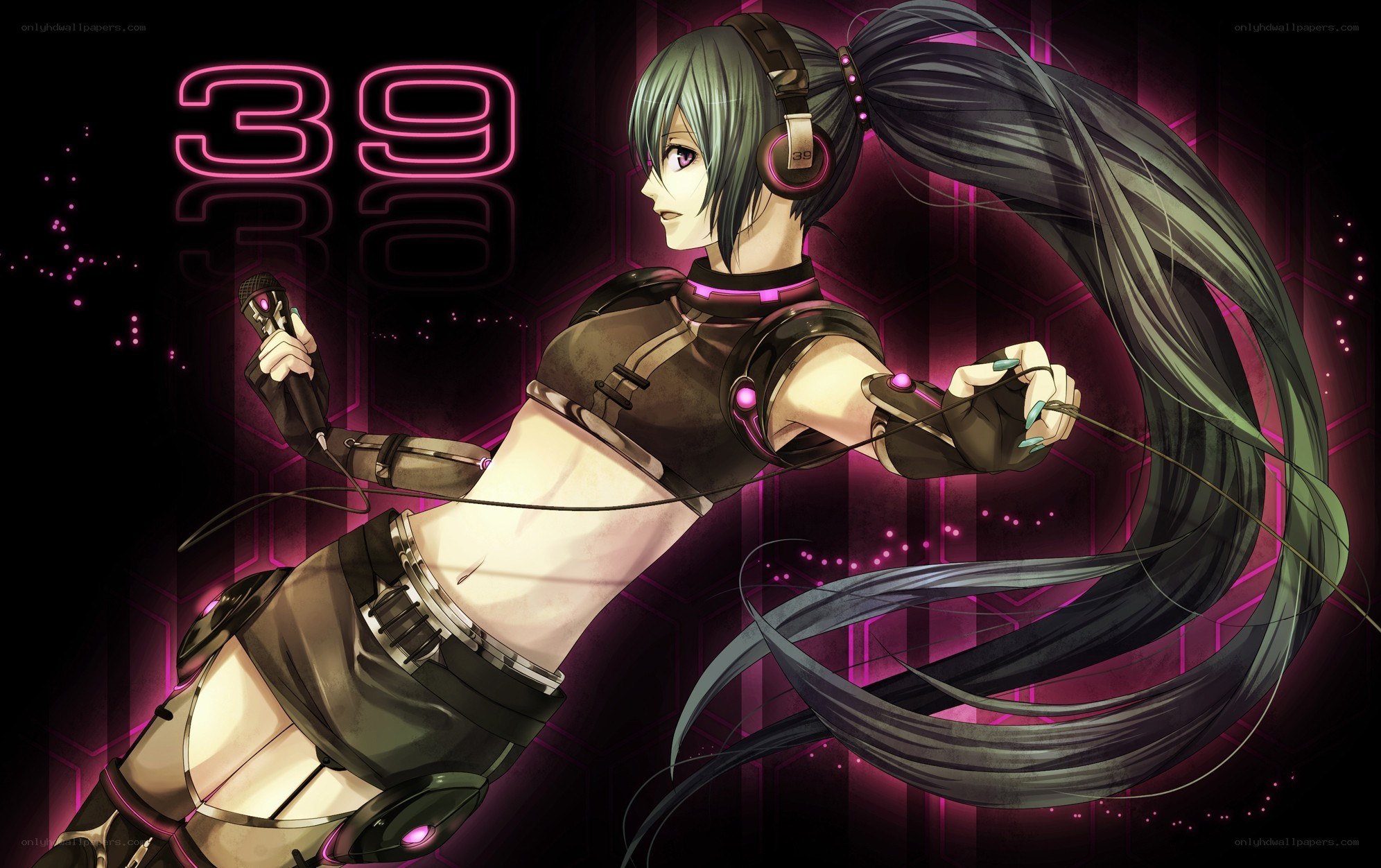 Anime singer with microphone
