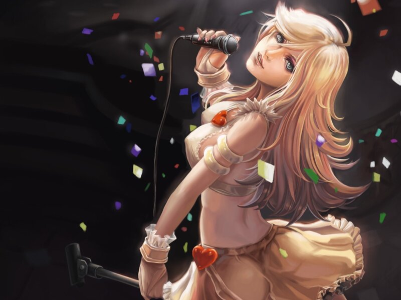 anime singer with microphone