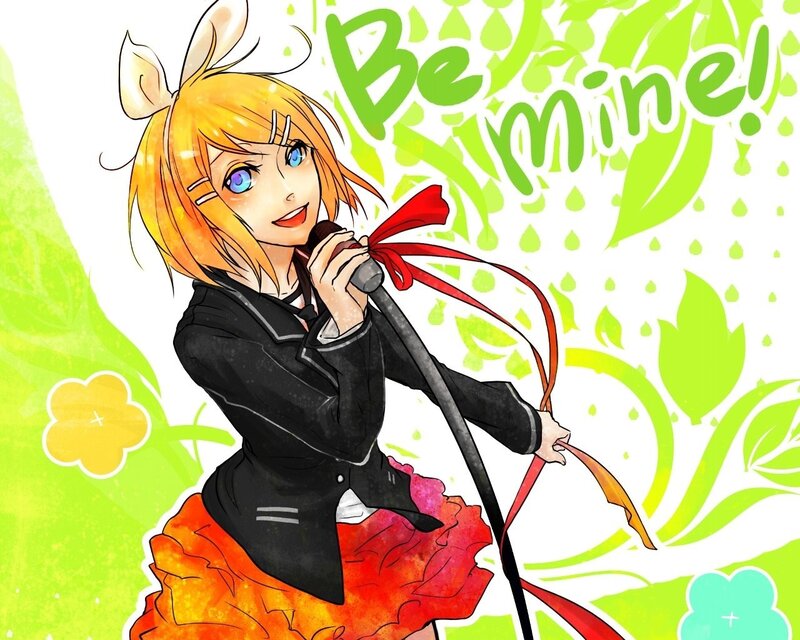 Anime singer with microphone