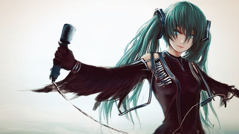 Anime singer with microphone