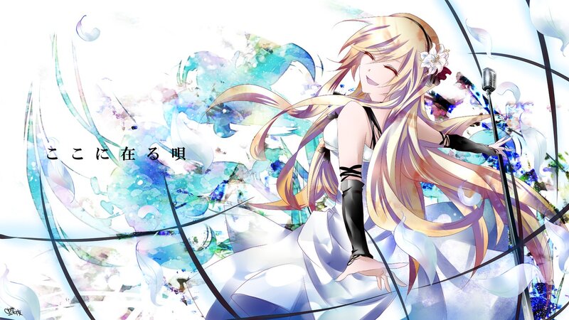 Anime singer with microphone